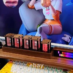 NEW DIY Wooden Nixie Tube Clock with Colorful RGB LED Glows Desktop Decoration