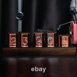 NEW DIY Wooden Nixie Tube Clock with Colorful RGB LED Glows Desktop Decoration