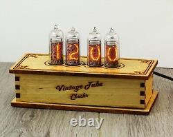 NIXIE CLOCK made from retro tubes from USSR IN-14 Handmade wooden case