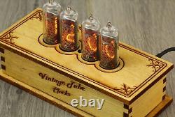 NIXIE CLOCK made from retro tubes from USSR IN-14 Handmade wooden case