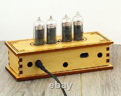 NIXIE CLOCK made from retro tubes from USSR IN-14 Handmade wooden case