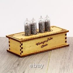 NIXIE CLOCK made from retro tubes from USSR IN-14 Handmade wooden case