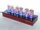 Nixie Clock With 6x Z566m Tubes, Mahogany Stained Case, Blue Led, Alarm, In-18