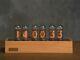 Nixie Tube Clock 6xin-14 Wood And Brass Case Blue Backlight Vintage Watch