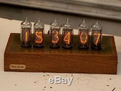 NIXIE TUBE CLOCK IN-14 in beech and brass case