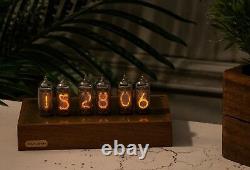 NIXIE TUBE CLOCK IN-14 in beech and brass case