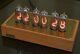 Nixie Tubes Clock In-14 Wood And Brass Case Blue Backlight Vintage Watch