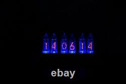 NIXIE TUBES CLOCK IN-14 Wood and brass case BLUE BACKLIGHT vintage watch