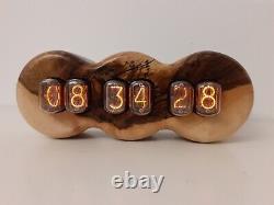 NUCFRU by Monjibox Nixie Clock with IN12 tubes in Walnut case