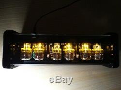 Nixie Clock 6 IN-12 tubes black glossy case & alarm & yellow LED steampunk