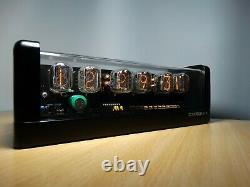 Nixie Clock 6 IN-12 tubes black mat case & alarm & pink LED steampunk