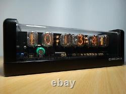 Nixie Clock 6 IN-12 tubes black mat case & alarm & white LED steampunk