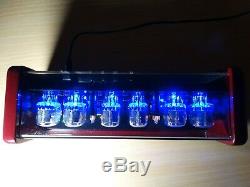 Nixie Clock 6 IN-12 tubes cherry glossy case & alarm & blue LED steampunk retro