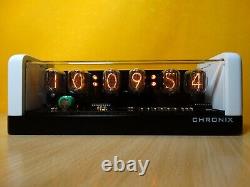 Nixie Clock 6 IN-12 tubes white & black mat case & alarm & green LED steampunk