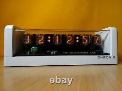 Nixie Clock 6 IN-12 tubes white mat case & alarm & green LED steampunk