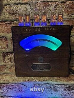 Nixie Clock IN-14 Retro Steam Punk Weston 155 Walnut Meter Repurposed. Ammeter
