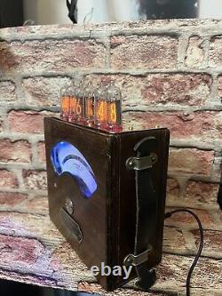 Nixie Clock IN-14 Retro Steampunk. 80 year old Refinished Walnut case. USA Built