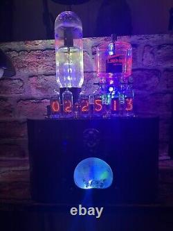 Nixie Clock IN-14 Retro Steampunk. JAN-CEP-872A+ Eimac 15 rgb + Vintage Meter