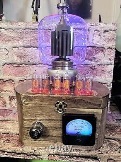 Nixie Clock IN-14 Retro Steampunk. Large 4-1000A Tube With 16 RGB's