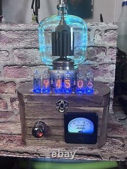 Nixie Clock IN-14 Retro Steampunk. Large 4-1000A Tube With 16 RGB's