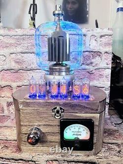 Nixie Clock IN-14 Retro Steampunk. Large 4-1000A Tube With 16 RGB's