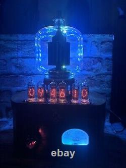 Nixie Clock IN-14 Retro Steampunk. Large 4-1000A Tube With 16 RGB's