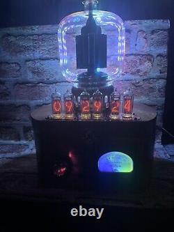 Nixie Clock IN-14 Retro Steampunk. Large 4-1000A Tube With 16 RGB's