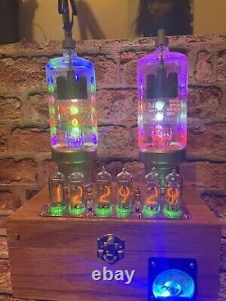 Nixie Clock IN-14 Retro Steampunk. + Twin Eimac 2-150D Tubes With RGB Lit Meter