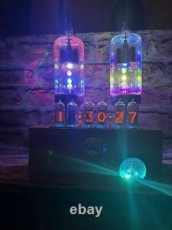 Nixie Clock IN-14 Retro Steampunk. + Twin Eimac 2-150D Tubes With RGB Lit Meter