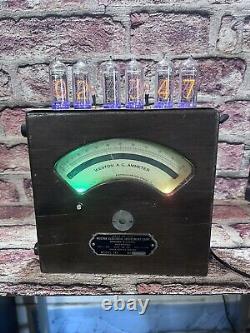 Nixie Clock IN-14 Retro Steampunk. Weston 155 Ammeter Repurposed As Nixie Clock