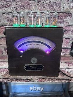 Nixie Clock IN-14 Retro Steampunk. Weston 155 Ammeter Repurposed As Nixie Clock