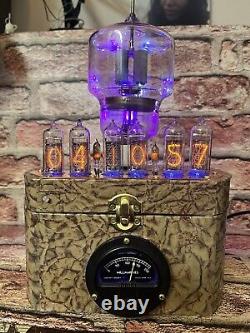 Nixie Clock IN-14 Retro Steampunk rgb lit VT/129 Radar pulse. Vintage Ammeter