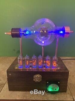 Nixie Clock IN-14 Tube. Steampunk style Lit JAN 860 Military Tube. Ezekiel Model