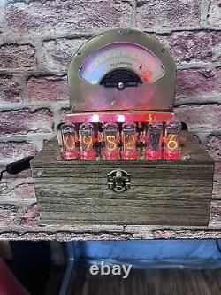 Nixie Clock IN-14 Tubes. Steampunk Copper Clad & Base Weston 264, 5 RGB's