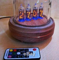 Nixie Clock by Monjibox Glass and Wood Case IN14 tubes