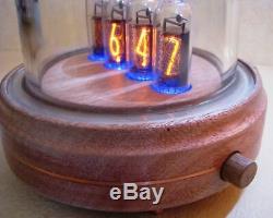Nixie Clock by Monjibox Glass and Wood Case IN14 tubes
