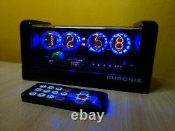 Nixie Clock with 4 LC-513 tubes blue led & black mat case & alarm & remote