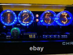Nixie Clock with 4 LC-513 tubes blue led & black mat case & alarm & remote