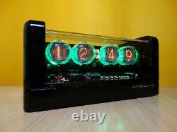 Nixie Clock with 4 Z560M tubes green led & black glossy case & alarm & remote