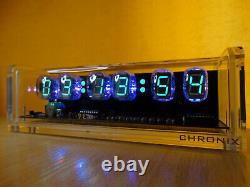 Nixie Clock with 6 IV22 VFD tubes, remote control, acrylic case, RGB LED, alarm