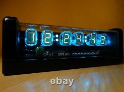 Nixie Clock with 6 IV22 tubes, remote control, black mat case, RGB LED, alarm