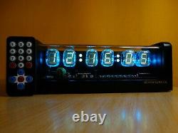 Nixie Clock with 6 IV22 tubes, remote control, black mat case, RGB LED, alarm