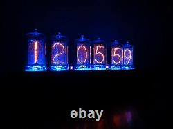Nixie Clock with 6x Z566M tubes & black case & blue led & alarm & GPS sync IN-18