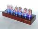 Nixie Clock With 6x Z566m Tubes & Mahogany Stained Case & Blue Led & Alarm In-18