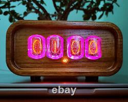 Nixie Clock with IN-12 Tubes Wooden Case RGB Backlight