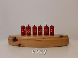 Nixie Clock witn new old stock German Z570M tubes in wooden case by Monjibox