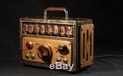 Nixie Tube Clock Fallout style watch with mp3 player on gas indicators (lamps)