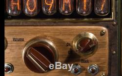 Nixie Tube Clock Fallout style watch with mp3 player on gas indicators (lamps)