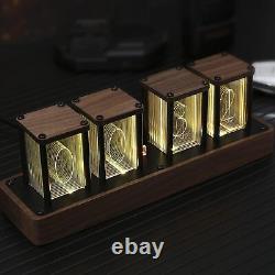 Nixie Tube Clock Walnut Digital Clock, Support Wi-Fi Time SYNC, Large, Brown