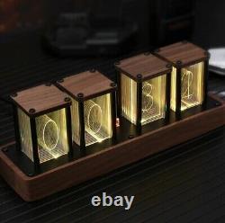 Nixie Tube Digital Clock Colorful DIY Wooden Alarm Desk Clock, Office Home Clock